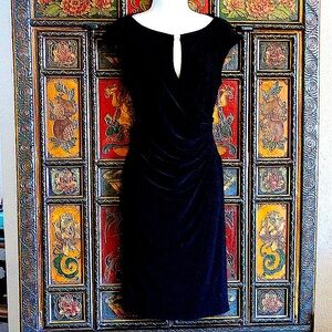 New Nipon Boutique Black Ruched Midi Dress.